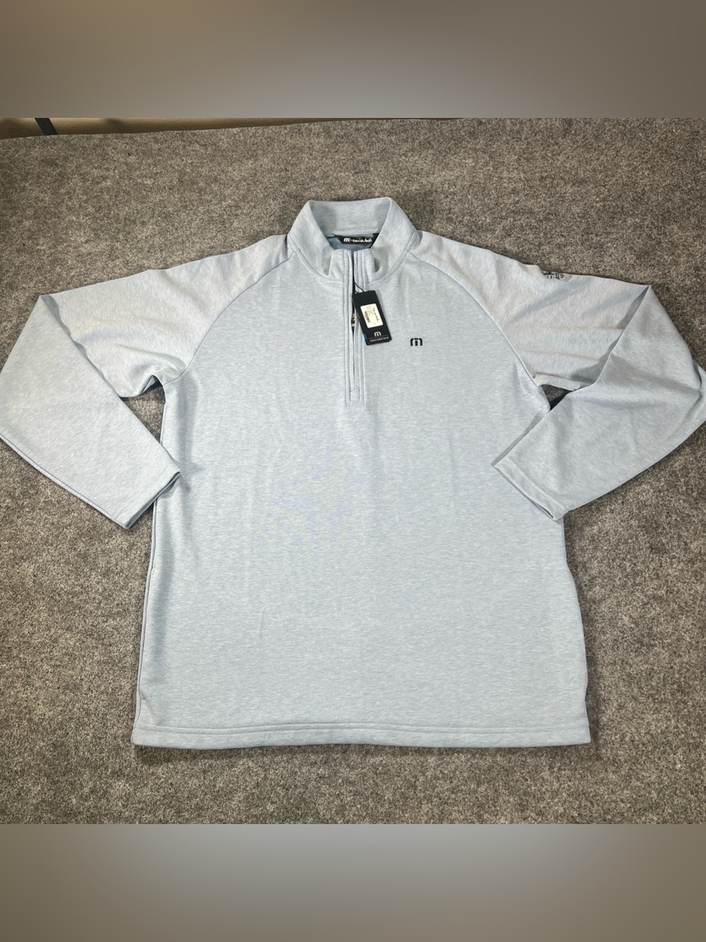 Travis Mathew Upgraded Quarter Zip Golf Pullover Light Blue Men’s Large New